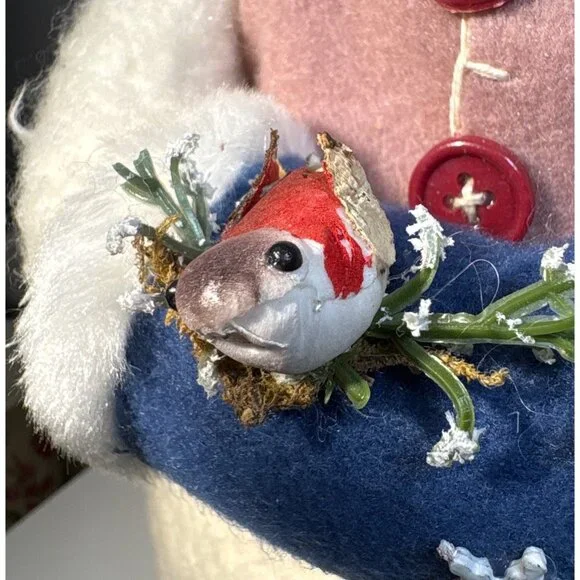 Country Lace Inc Snowwoman & Baby Figurine Plush Decor Bird Winter - Picture 2 of 8